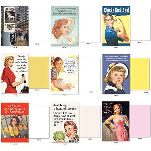 NobleWorks - 36 Assorted Funny Blank Cards Box Set with Envelopes, Mixed Humor Bulk Variety Pack - Just Because, Friendship for Men, Women (36 Designs, 1 Each) - Blank Expressions AC9153OCB-B1x36