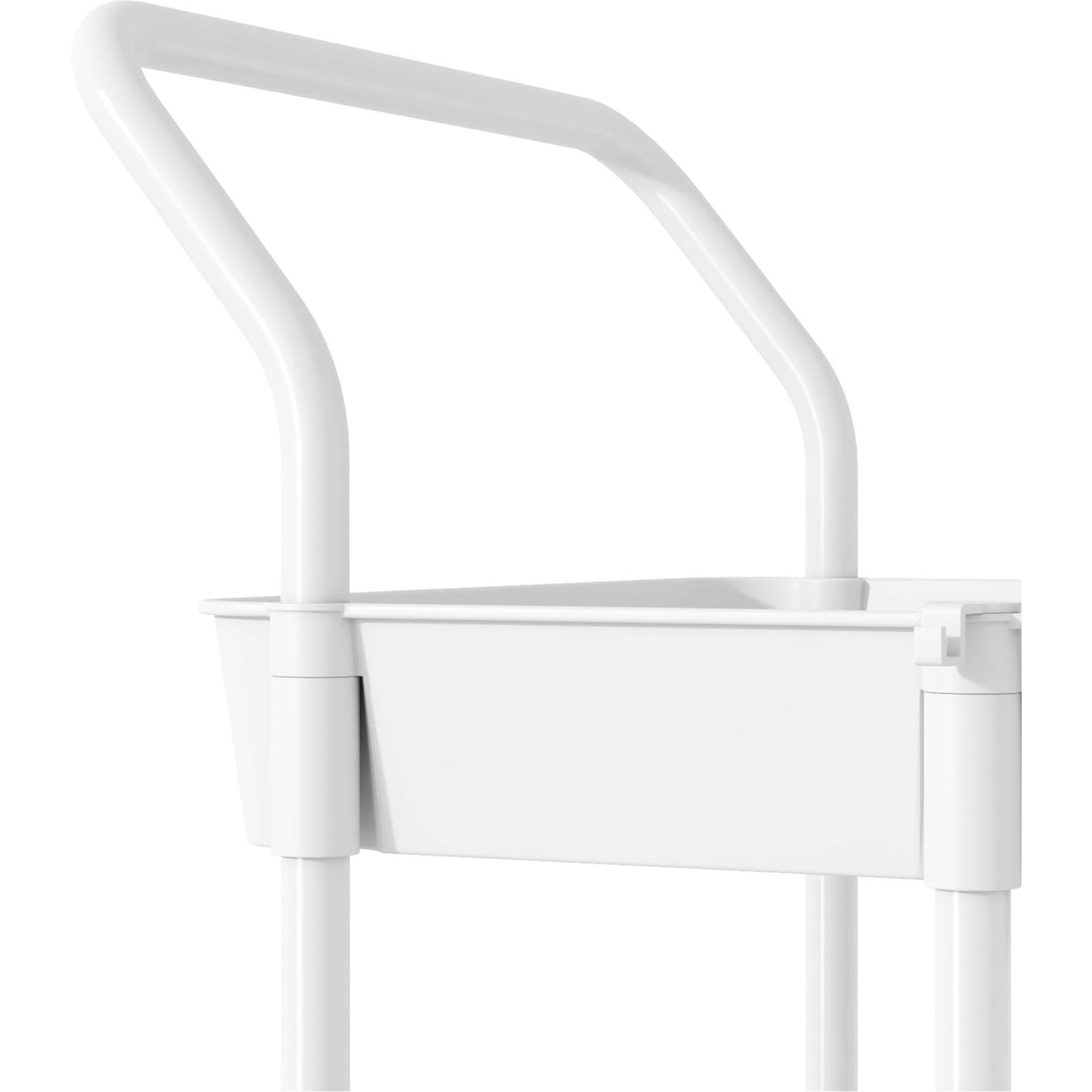 Buzowruil 4-Tier Rolling Utility Cart, Storage Cart with Handle Multi-Purpose and Locking Wheels,with Hanging Basket and Hook for Office, Kitchen, Bathroom,White