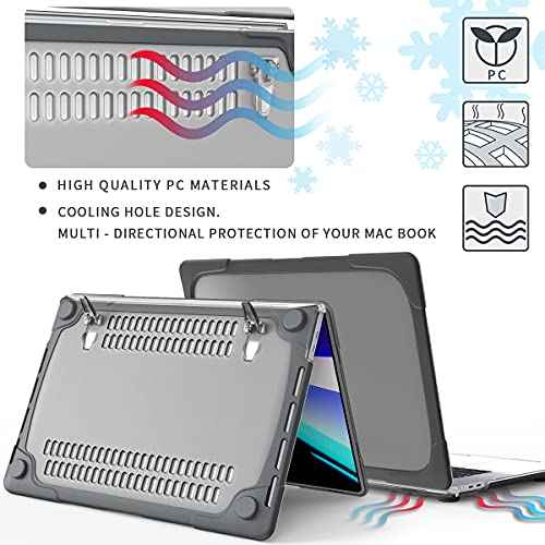 Mektron for MacBook Air 13 Case A1466 A1369, [Heavy Duty] [Dual Layer] Hard Case Cover with TPU+PC Bumper for MacBook Air 13.3-inch (2010-2017 Relase) w/Keyboard Cover Screen Protector, Gray