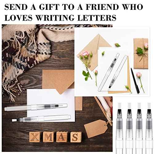 Breling 4 Pieces Pencil Style Envelope Moistener, Stamp Moistener with Nylon Brush Head Mailing Letter Sealer Envelope Licker for Office Classroom, Clear