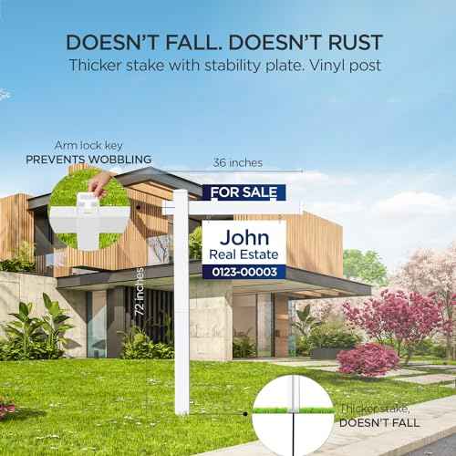 Real Estate Sign Posts Real Estate Signs Holder Realtor Sign Colonial Post 6ft Tall Made of Vinyl PVC Holds for Sale Yard Signs Up To 24 Inch