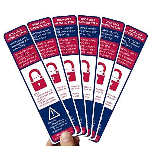Lockdown Magnetic Strips Door Security Devices Thin Magnetic Strips School Office Emergency Easy Quick Lock Door Latch White Text Version (30)