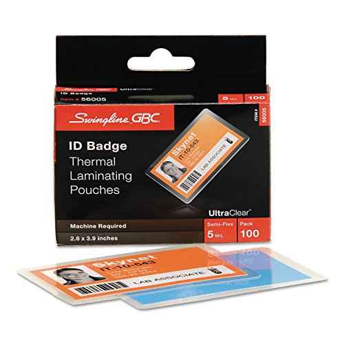 GBC UltraClear Thermal Laminating Pouches 5Mil Government ID Card Size (Medium) Size 2 5/8 x 3 7/8 - 100 Pack