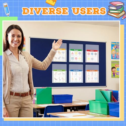 Fuutreo 6 Pack Clear Plastic Wall Pockets - 12.6 x 9.4 Inch File Organizer Set