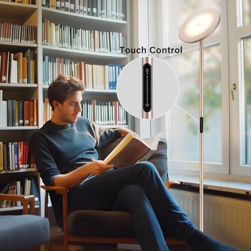 LED Floor Lamp with Remote, 36W/3000-5000K,Touch Control, Fully Dimmable, Adjustable Brightness, 69 in, Sand Golden