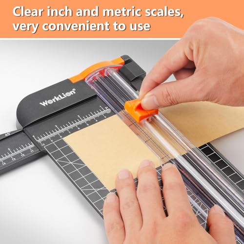 WORKLION Paper Trimmer B - A4 Craft Cutter with Safety Blade, 12 Inch Black Office & School Use