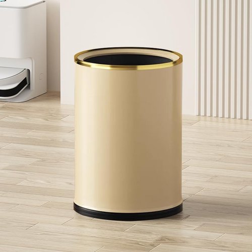 LEASYLIFE 2.4GAL Open Top Trash Can,Champagne Gold Bathroom Wastebasket for Bathroom,Bedroom,Living Room,Hotel,Office (9L-Champagne Gold)