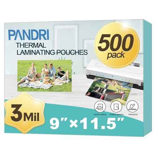Laminating Sheets, PANDRI 500 Pack Thermal Laminator Pouches Holds 8.5 x 11 Inch, 3 Mil Clear Laminator Paper 9 x 11.5 Inch, Letter Size