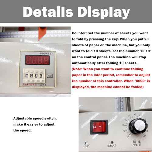Paper Folding Machine Digital Paper Folder with Electronic Counter Automatic Electric Document Folder Speed Adjustable Desktop Origami Machine with 4 Folding Trays 262ft/min 110V