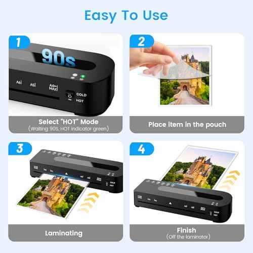 Laminator Machine, A4 Laminators Hot & Cold with 20 Laminating Sheets and Trimmer, 9 Inch Laminating Machine for Office, School, Business and Home