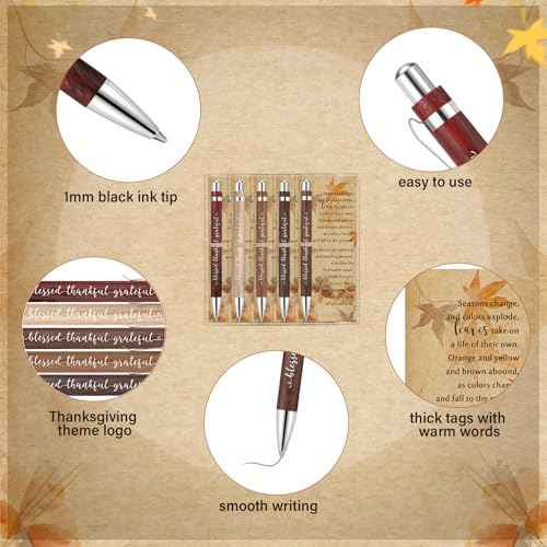 Epakh 75 Sets Thanksgiving Gifts Bulk, Fall Pens with Greeting Cards, Fall Party Favors for Adults, Friendsgiving Party Favors, Thanksgiving Gifts for Coworker, Teacher, Employee, Office Supplies