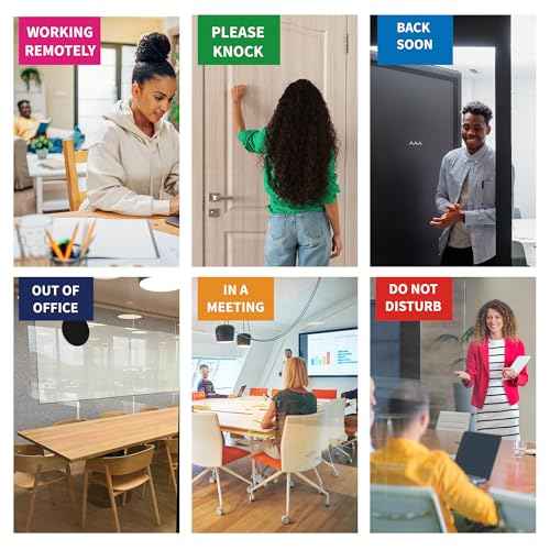 Office Door Signs 6 Options Do Not Disturb, Please Knock, In A Meeting, Out Of Office, Working Remotely Back Soon Privacy Door Slider Sign For Meeting & Conference Room Brushed Silver