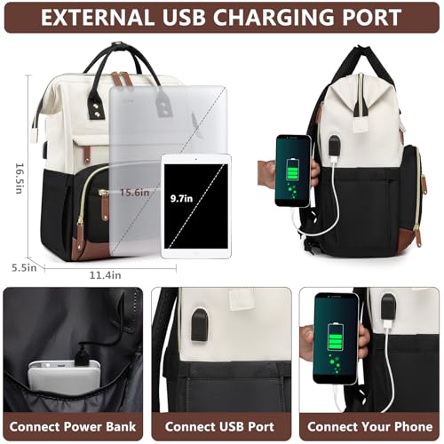 Backpack for Women Work Bags: 15.6 inch Laptop Backpack Purse Backpacks with USB Charger College Bookbag Casual Business Computer Backpack for Travel Nurse Teacher