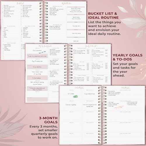 PLANBERRY Large Hourly Schedule Planner Premium ? Undated Organizer for Productivity, Time Management & Budget, 8x10.4¡È (Rose Gold)