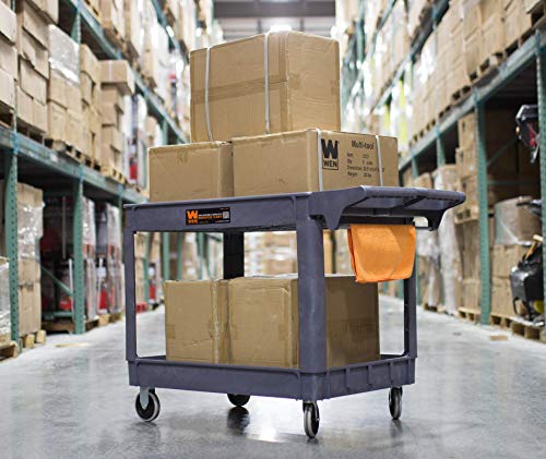 WEN 500-Pound Capacity Utility Cart, 46 x 25.5 In., 2 Shelves, 5 in Casters