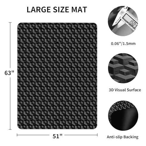 Office Chair Mat for Hardwood Floor, 63" x 51" Extra Large Black PVC Mat with 3D Pattern, Under Computer Desk Chair Mat, Heavy Duty Floor Protector for Rolling Chair, Easy Glide, Easy Clean