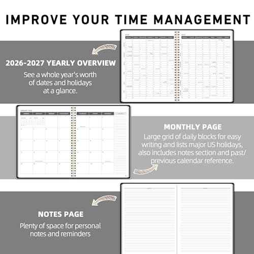 Monthly Planner Jan 2026 - Dec 2027, Monthly Planner for 24 Monthes, 9¡¿11 Inch, Teacher Monthlys, Hard PVC Cover, Spiral Bound, Time Management Calendar, Perfect for School & Office (Black)