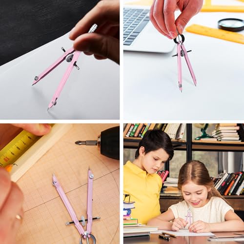 Pink EBOOT Math Geometry Set with 6-Inch Compass & Clear Protractor - Kids & Students