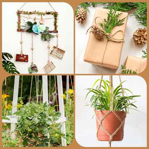 XSEINO 1200 Feet Natural Jute Twine Strong Garden Twine Rope for Arts Crafts Gift Wrapping Gardening Tomato Climbing Plant Tie Floristry Packing Decor