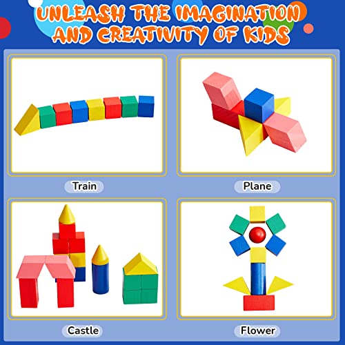 Small 140 pcs Wooden 3D Geometric Shapes Set for Teaching & Learning