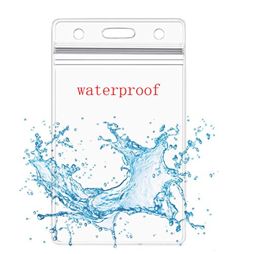 Leader Jin Waterproof Vertical ID Card Badge Holder 6 Pcs with Resealable Zip
