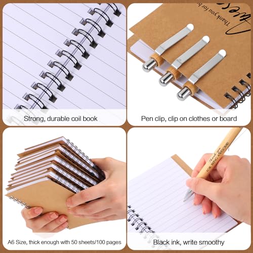 Honoson 80 Pcs/40 Set Spiral Notebook Bulk Employee Appreciation Gift 4x6 Inch Thank You for Being Awesome Inspirational Journal with Bamboo Pen for Staff Christmas Coworker