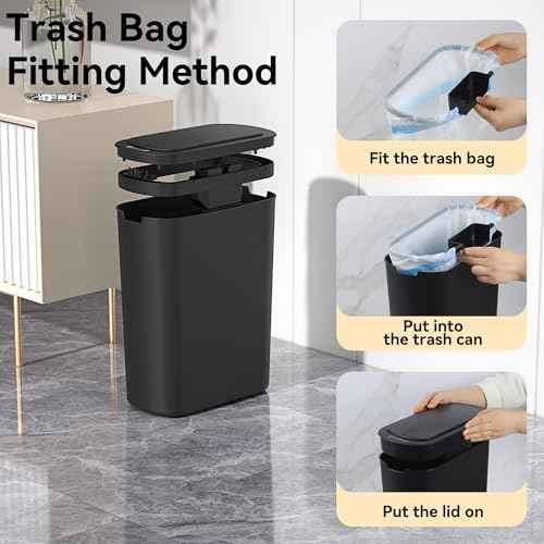 5 Gallon Motion Sensor Bathroom Trash Can Automatic Garbage Cans with Lid Touchless Smart Slim Plastic Trash Bin for Kitchen, Bedroom, Toilet, Office, Living Room