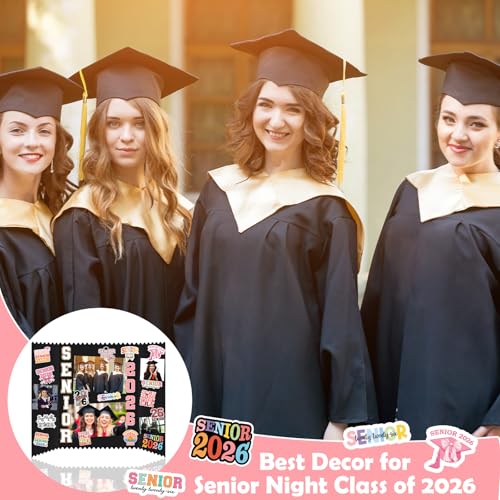 Graduation Display Boards Set 3 with Senior 2026 Stickers, 24x16 Inch Trifold Photo Frames