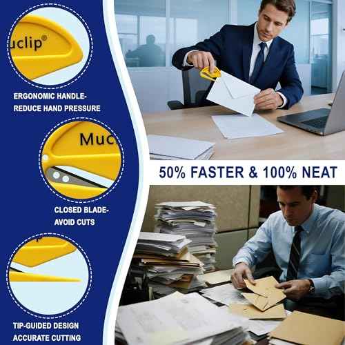 6 Pack Safety Letter Opener - Ergonomic ABS Grip,Hidden Stainless Steel Blade,Fast Slitter/Opener for Envelopes,Mail,Packages & More,Ideal for Office,Home & Business (6 Colors)