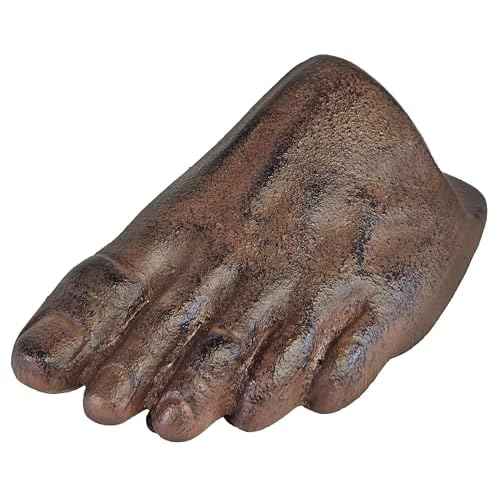 Lulu Decor, Heavy Cast Iron Foot Door Stopper with Realistic Brown Finish, Funny Doorstop with Anti-Slip Rubber and No Scratches (5.8 lb)