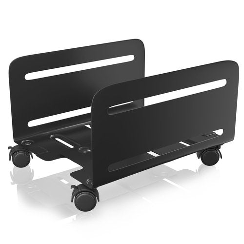 AGPTEK CPU Stand - Adjustable Width 4.7" to 8.2" with 2 Locking Wheels and 2 Caster Wheels - Black