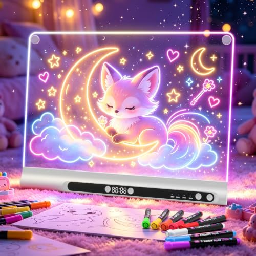 Bailkind 16" White Rechargeable LED Drawing Board for Kids with 9 Colors & Accessories