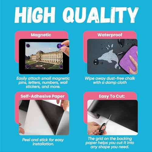 Magnetic Chalkboard Wallpaper Peel and Stick 48" x 24", Self-Adhesive Chalkboard Contact Paper with Starter Kit - Ideal for Playroom Home Classroom