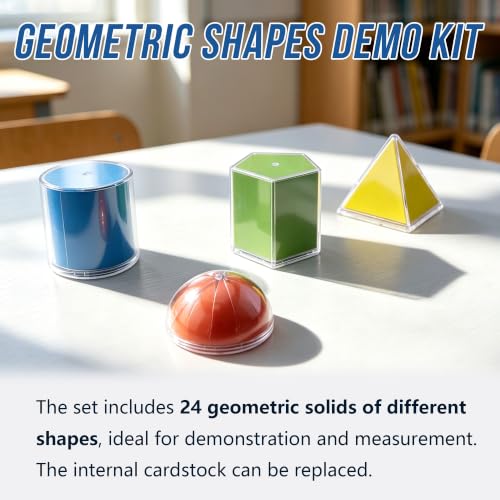 24PCS Geometric Shapes Set with 2D Nets for Math Learning & Teaching