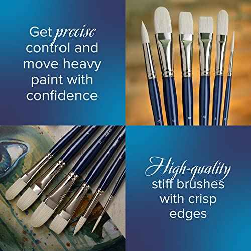 Silver Brush Limited 1903-12 Bristlon Filbert Paintbrush for Oil, Acrylic, and Heavy Body Paints, Size 12, Long Handle