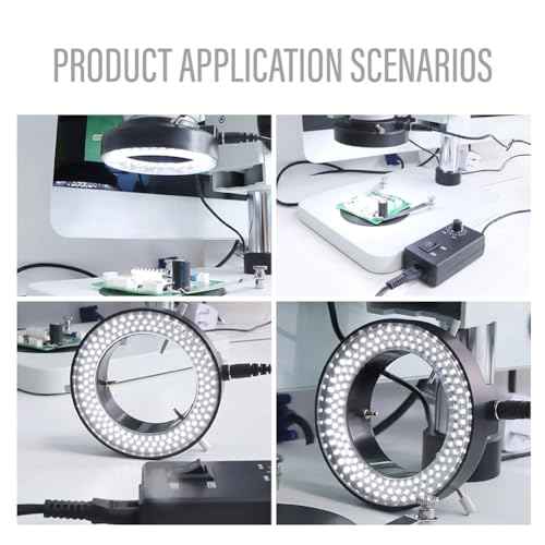 DIYPHONE Microscope 144 LED Ring Light Adjustable Illuminator,Microscope Lamp Source for Industry Stereo Microscope Camera,Black