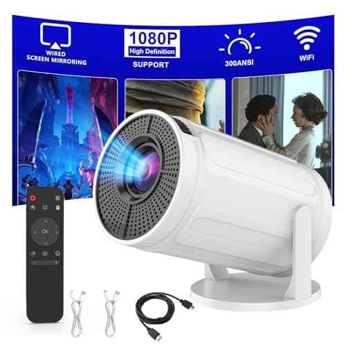 Wireless Mini Projector with WIFI, 4K 1080P Support Portable Projector 180¡Æ Rotatable. 17"-130" Screen Movie Projector. Compatible for Smartphone, Laptop, PC