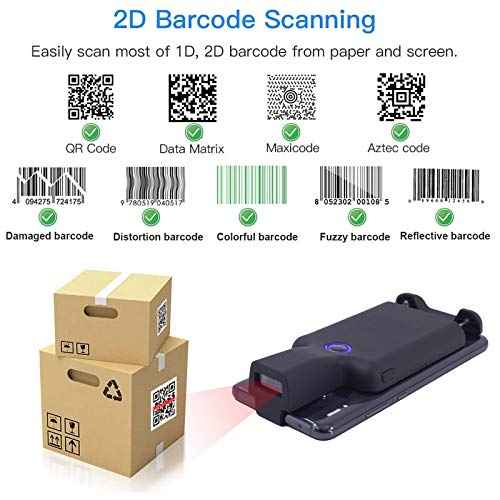 Symcode Portable Barcode Clip with Bluetooth - 1D 2D QR Bar Code Reader, PDF417, Data Matrix, Maxicode, Wireless Connect