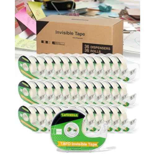 Invisible Clear Tape Bulk Rolls,36 Packs Gift Wrapping Tape for School Office Craft Job with Dispenser Frosted Writable-7/10 X 1000 Inches