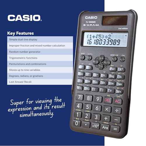 Casio fx-300MS Plus 2nd Edition ? Standard Scientific Calculator with 2-Line Display | 10-Digit LCD, Trig, Stats, Fractions | Ideal for High School Algebra, Trigonometry & Test Prep