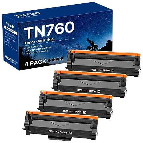 Compatible Toner Cartridge Replacement for Brother TN760 TN-760 TN730 with HL-L2350DW HL-L2370DW MFC-L2750DW DCP-L2550DW Printer (Black 4 Pack)
