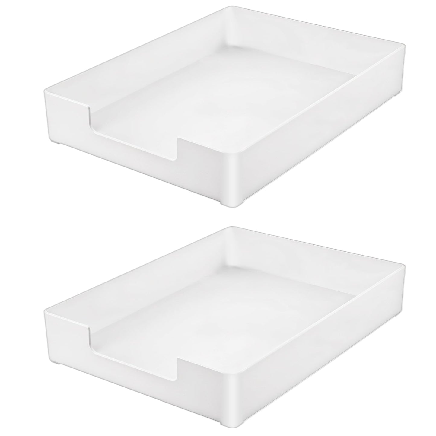 2 Pcs Rectangular Plastic Desk Organizer Tray, Desk Letter Tray, A4 Letter Size Stackable File Tray, Desktop File Paper Holder, Book Storage Rack, Anti-Skid Plastic Organizer Desk Tray for Office