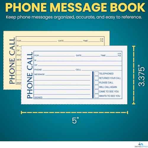 1InTheOffice Phone Message Book 2 Part Carbonless, 5.5" x 11", 2-Part Carbonless, 400-Set/Book - 4 Pack