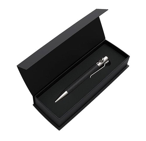 BASTION Carbon Fiber & Stainless Steel Pen Plus 6 Gel Black Ink Refill | Luxury Bolt Metal Fine Point (0.5mm) For Women & Men Ballpoint Pen Combo Gift Set