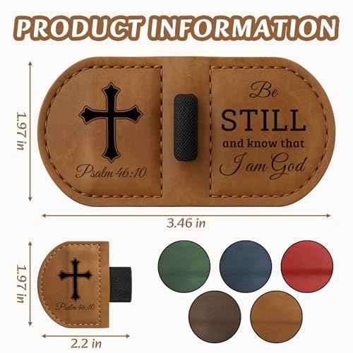 Bygone Mark Personalized Magnetic Leather Bookmark with Pen Holder - Inspirational Bible Verse Scripture Design, Custom Book Marker for Book Lovers Men Women (Brown-Philippians 4:13)