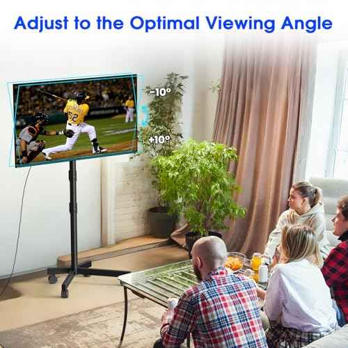 Mobile TV Stand for 23-60 Inch LCD LED OLED Flat Panel Curved Screen TVs up to 88 lbs, Tilt and Height Adjustable, Locking Rolling Wheels TV Cart, Max VESA 400x400mm, Black