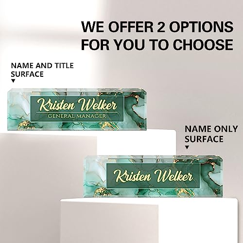 Personalized Green Coast Desk Name Plate - Acrylic Office Decor, Custom Office Gift