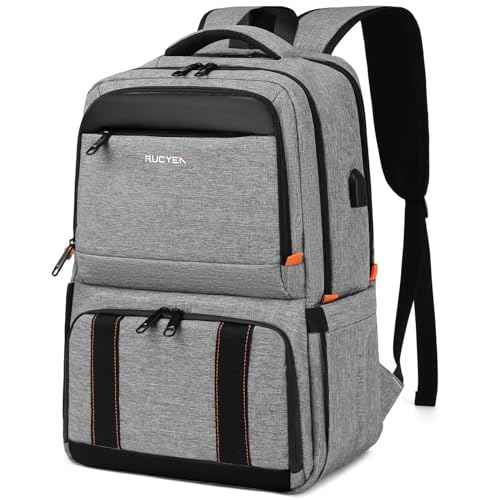 Lunch Backpack, Insulated Cooler Backpack Lunch Box for Men Women, 15.6 Inches RFID Blocking Laptop Backpack with USB Port for Work Travel Picnics Hiking Grey