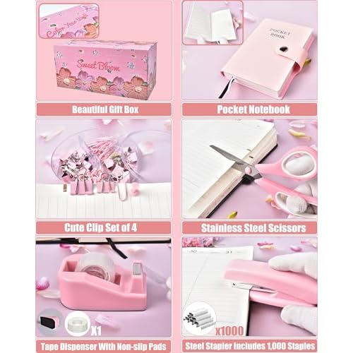 Pink Desk Organizers and Accessories With Mesh Desk Organizer and 360¡ÆRotating Pen Holder and a Lot of Office Pink Office Supplies Beautifully Presented in a Gift Box Christmas Gifts