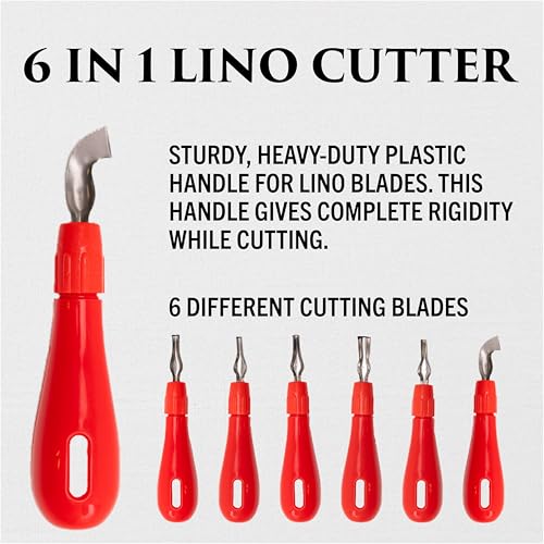 Richeson & Co. Printmaking Starter Kit - Easy to Cut Lino Set, Includes Lino Cutter, Blades, 4¡± Brayer, Lino Grip, Printmaking Paper